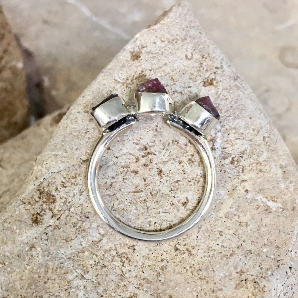 Raw rubellite tourmaline crystal sterling ring 7 NWT - Picture 3 of 5